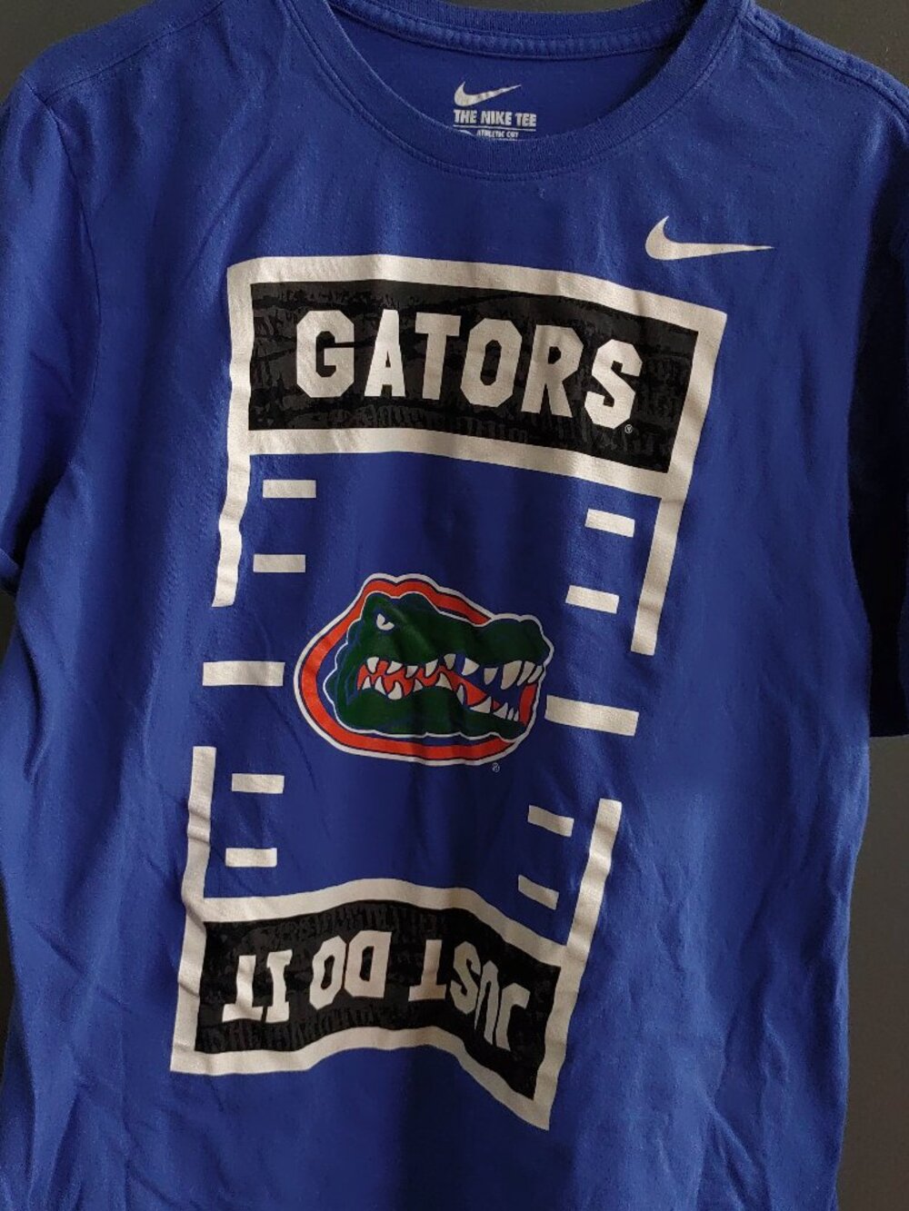 The Nike Tee Florida Gators T-Shirt Blue Large Athletic Cut Upside Down